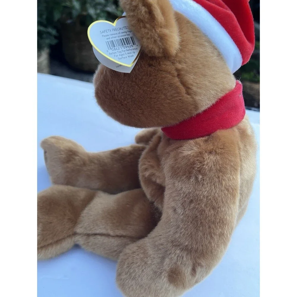 Ty Beanie Buddies 1997 Holiday Teddy Bear Plush with Santa Hat